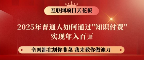 互联网项目天花板，2025年普通人如何通过知识付费实现年入百个【揭秘】网赚项目-副业赚钱-互联网创业-资源整合-私域引流-黑科技软件-引流软件哲客网创