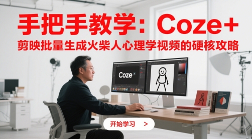 手把手教学：Coze + 剪映批量生成火柴人心理学视频的硬核攻略网赚项目-副业赚钱-互联网创业-资源整合-私域引流-黑科技软件-引流软件哲客网创