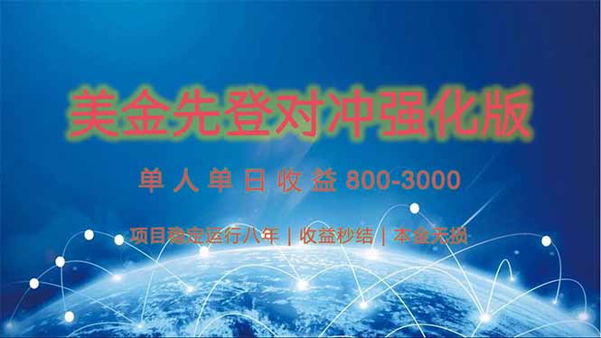 （15012期）美金先登计划对冲强化版，2025年黑马中最暴力收益日收益1k-4k（可放大…网赚项目-副业赚钱-互联网创业-资源整合-私域引流-黑科技软件-引流软件哲客网创