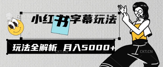 小红书字幕玩法，玩法全解析，月入2000+网赚项目-副业赚钱-互联网创业-资源整合-私域引流-黑科技软件-引流软件哲客网创