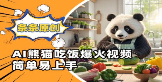 Ai熊猫吃饭爆火视频，条条原创，简单易上手网赚项目-副业赚钱-互联网创业-资源整合-私域引流-黑科技软件-引流软件哲客网创