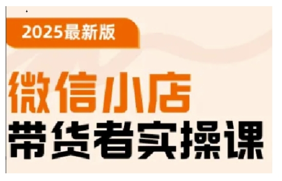 2025最新版微信小店带货者实操课，基础操作到高级运营技巧，快速上手网赚项目-副业赚钱-互联网创业-资源整合-私域引流-黑科技软件-引流软件哲客网创
