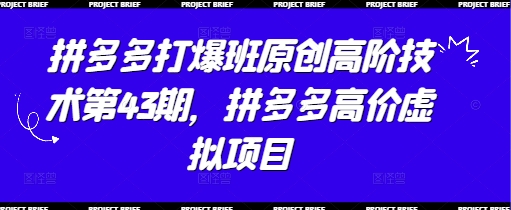 拼多多打爆班原创高阶技术第43期，拼多多高价虚拟项目网赚项目-副业赚钱-互联网创业-资源整合-私域引流-黑科技软件-引流软件哲客网创