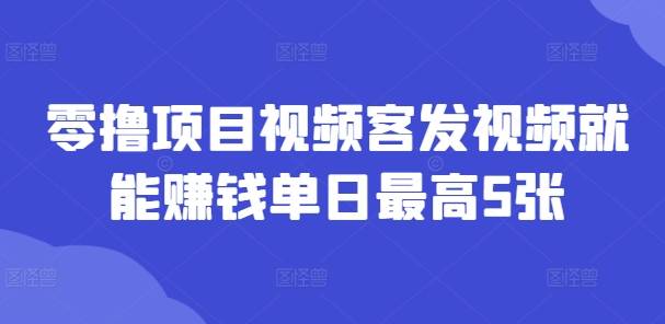 零撸项目视频客发视频就能赚钱单日最高5张网赚项目-副业赚钱-互联网创业-资源整合-私域引流-黑科技软件-引流软件哲客网创