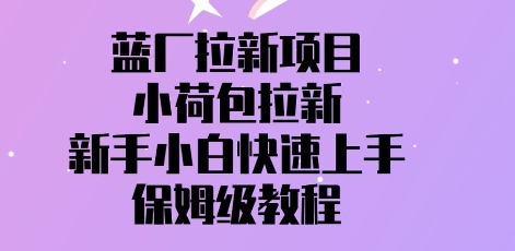 蓝厂拉新项目，小荷包拉新，新手小白快速上手，保姆级教程网赚项目-副业赚钱-互联网创业-资源整合-私域引流-黑科技软件-引流软件哲客网创