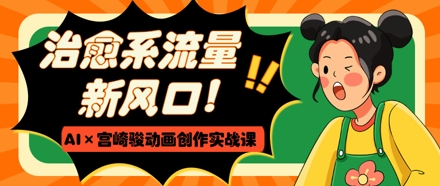 治愈系流量新风口，AI+宫崎骏动画创作实战课，从0到1打造爆款视频网赚项目-副业赚钱-互联网创业-资源整合-私域引流-黑科技软件-引流软件哲客网创