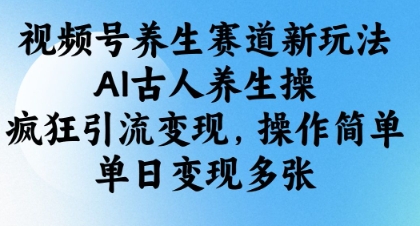 视频号养生赛道新玩法，AI古人养生操，疯狂引流变现，操作简单，单日变现多张网赚项目-副业赚钱-互联网创业-资源整合-私域引流-黑科技软件-引流软件哲客网创