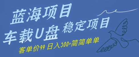 蓝海项目车载U盘稳定项目，挣的就是信息差，客单价99，日入几张简简单单网赚项目-副业赚钱-互联网创业-资源整合-私域引流-黑科技软件-引流软件哲客网创