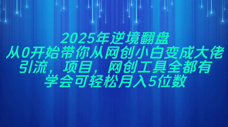 （14473期）2025年逆境翻盘，从0开始带你从网创小白变成大佬，引流，项目，网创工…网赚项目-副业赚钱-互联网创业-资源整合-私域引流-黑科技软件-引流软件哲客网创
