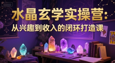 水晶玄学实操营：从兴趣到收入的闭环打造课网赚项目-副业赚钱-互联网创业-资源整合-私域引流-黑科技软件-引流软件哲客网创
