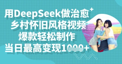 用DeepSeek做治愈乡村怀旧风格视频，爆款轻松制作，当日最高变现多张网赚项目-副业赚钱-互联网创业-资源整合-私域引流-黑科技软件-引流软件哲客网创