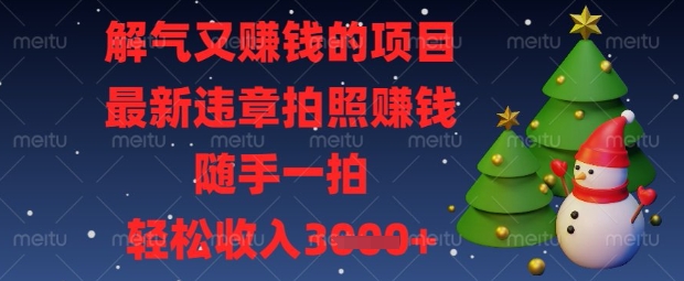 解气又挣钱的项目，最新违章拍照挣钱，随手一拍，轻松收入数张【揭秘】网赚项目-副业赚钱-互联网创业-资源整合-私域引流-黑科技软件-引流软件哲客网创