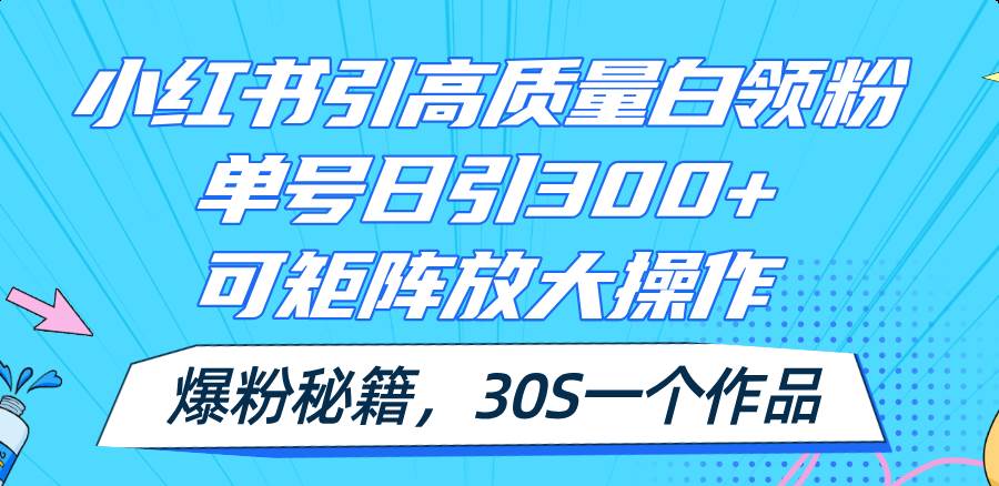 小红书引高质量白领粉，单号日引300+，可放大操作，爆粉秘籍！30s一个作品网赚项目-副业赚钱-互联网创业-资源整合-私域引流-黑科技软件-引流软件哲客网创