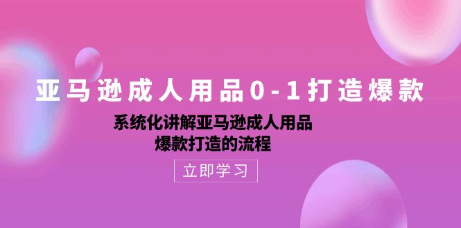 （10493期）亚马逊成人用品0-1打造爆款：系统化讲解亚马逊成人用品爆款打造的流程网赚项目-副业赚钱-互联网创业-资源整合-私域引流-黑科技软件-引流软件哲客网创