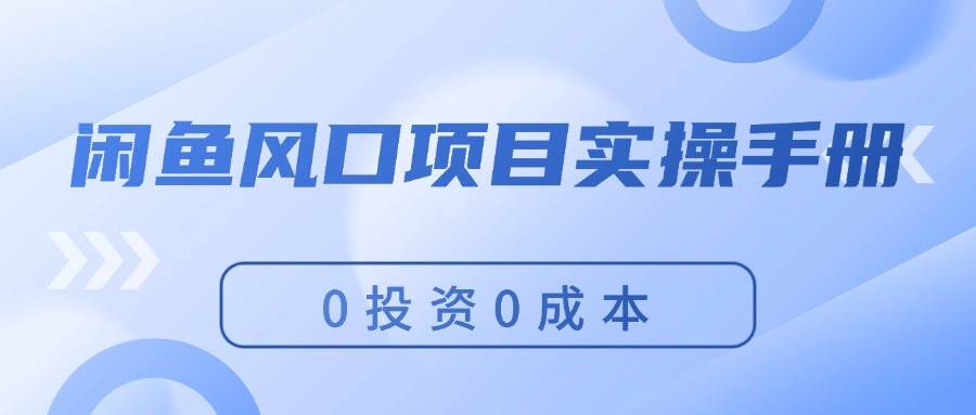 闲鱼风口项目实操手册，0投资0成本，让你做到，月入过万，新手可做网赚项目-副业赚钱-互联网创业-资源整合-私域引流-黑科技软件-引流软件哲客网创