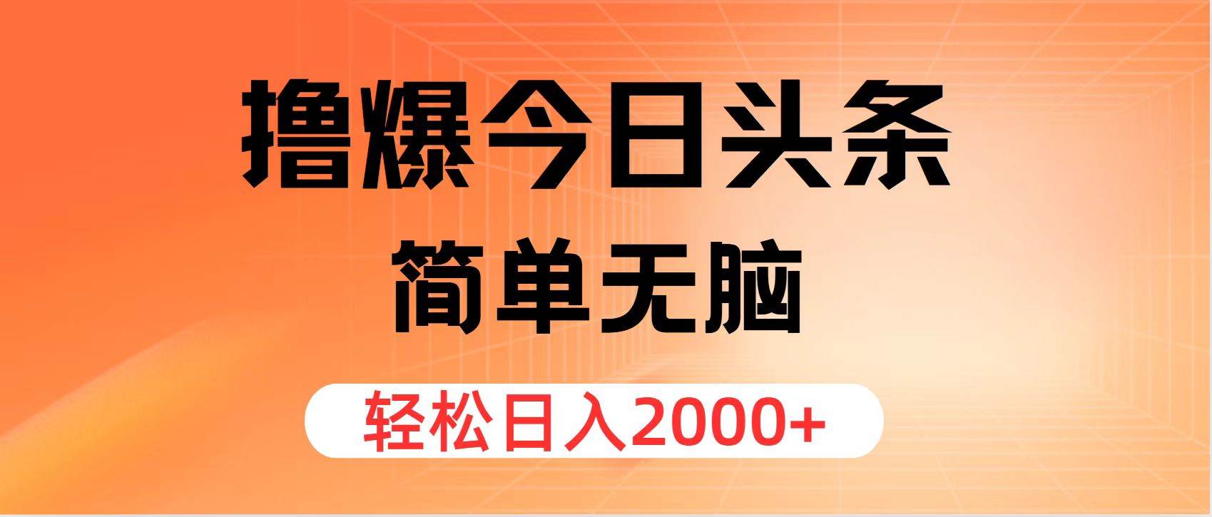 撸爆今日头条，简单无脑，日入2000+网赚项目-副业赚钱-互联网创业-资源整合-私域引流-黑科技软件-引流软件哲客网创