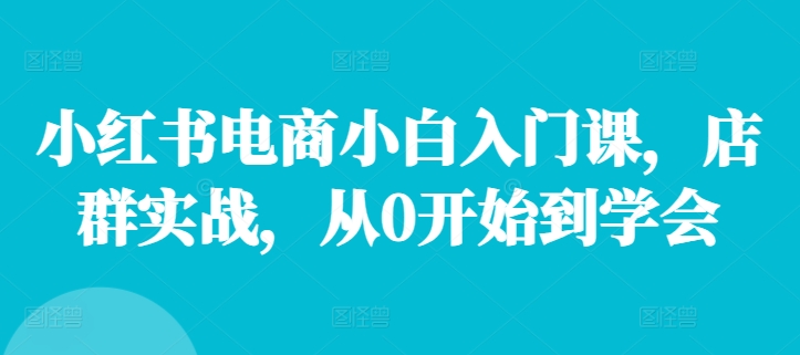 小红书电商小白入门课，店群实战，从0开始到学会网赚项目-副业赚钱-互联网创业-资源整合-私域引流-黑科技软件-引流软件哲客网创