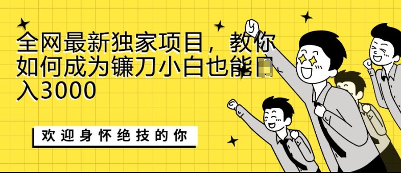 全网最新独家项目，教你如何成为镰刀小白也能日入上K网赚项目-副业赚钱-互联网创业-资源整合-私域引流-黑科技软件-引流软件哲客网创