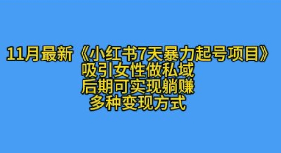K总部落11月最新小红书7天暴力起号项目，吸引女性做私域【揭秘】网赚项目-副业赚钱-互联网创业-资源整合-私域引流-黑科技软件-引流软件哲客网创